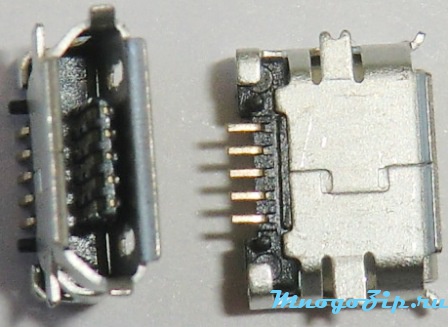 USB micro, 2 корпусные разогнуты, 5 контактов вдоль &#65279;к плате - узкая часть